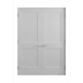 Reso 60 in. x 80 in. Bi-Parting Solid Core Primed Composite Double Prehung French Door Catch Ball and Satin Nickel Hinges, White