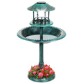 Best Choice Products Solar Outdoor Bird Bath Pedestal Fountain Garden Decoration w/ Fillable Planter Base - Green