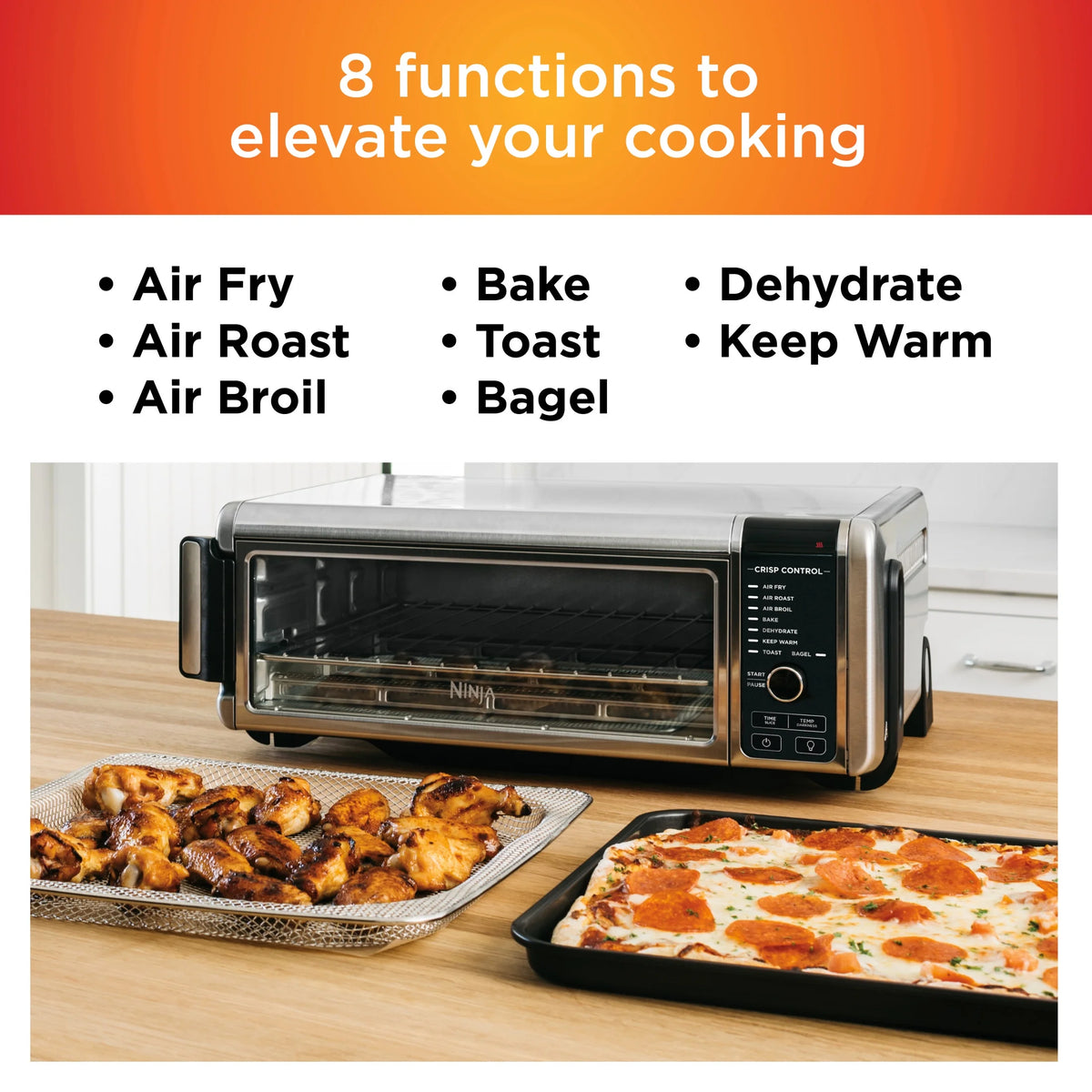 Ninja?? SP101 Foodia? 8 - in - 1 Digital Air Fry Oven, Flip - Away for Storage, Dehydrate, Keep Warm