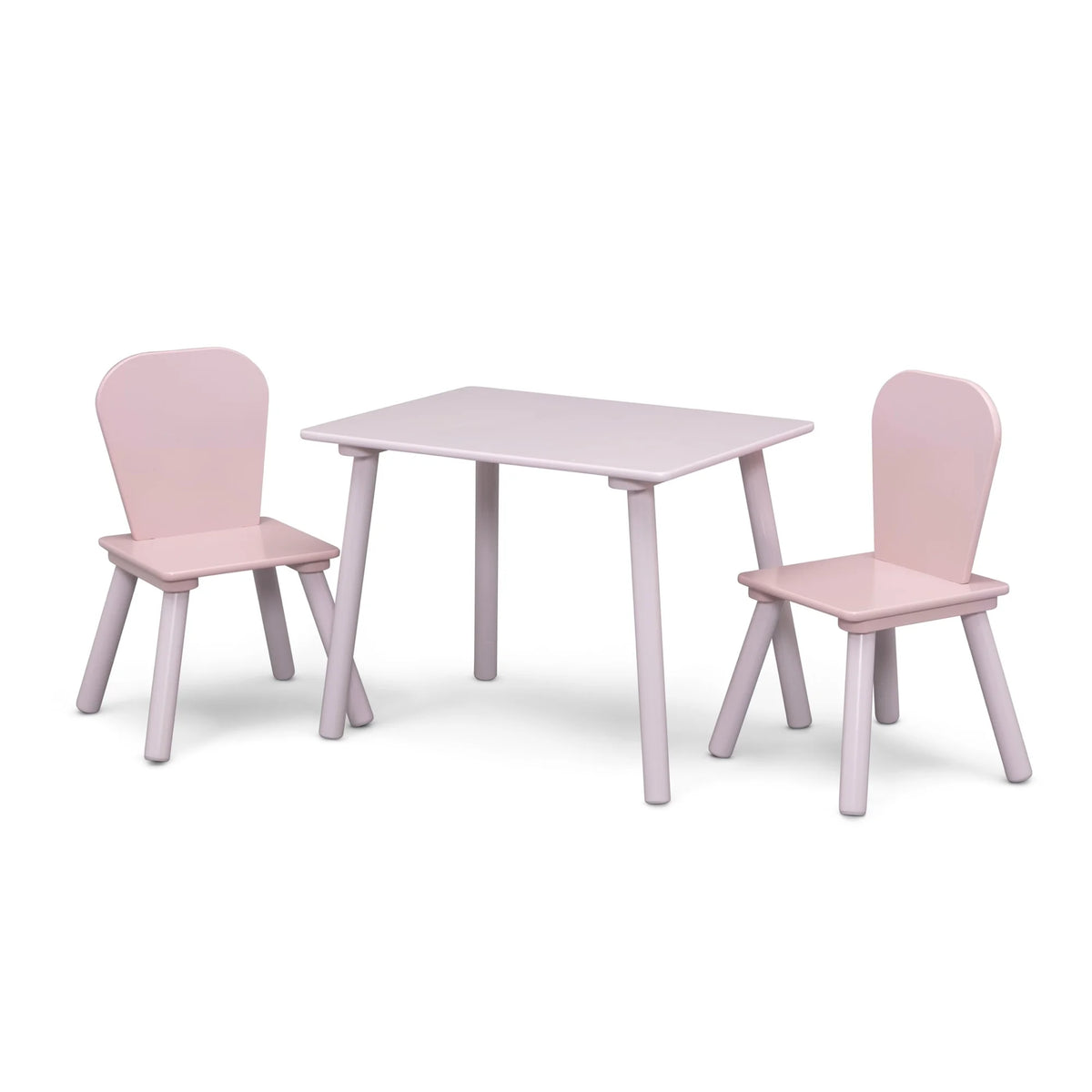 Delta Children 4 - Piece Toddler Playroom Set - Includes Play Table, 2 Chairs and 6 Bin Toy Organizer with Reusable Vinyl Cling Stickers, Light Pink/Dark Pink
