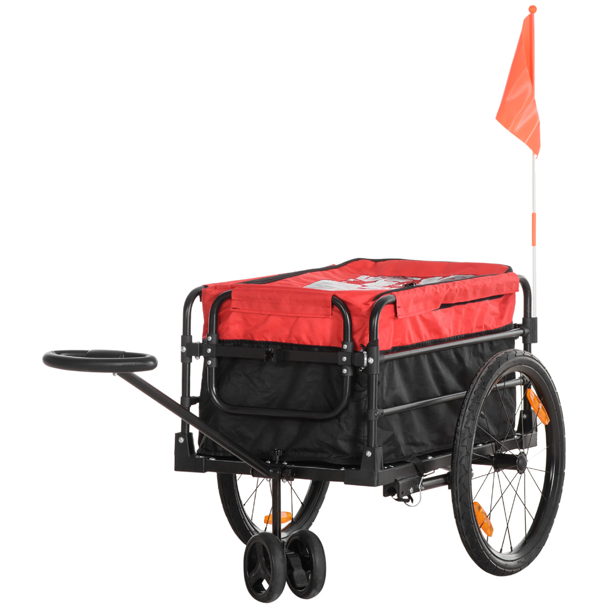 HOMCOM Lastenanhänger Bollerwagen 130 x 64 x 103 cm Stahl Schwarz+Rot