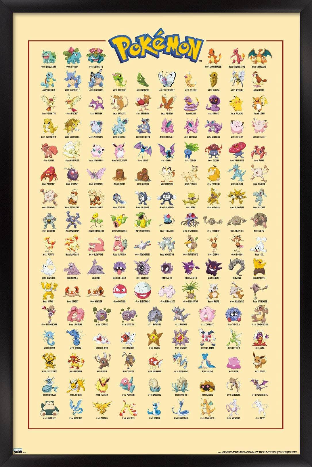 Pokemon - Kanto Grid Framed Poster Trends International
