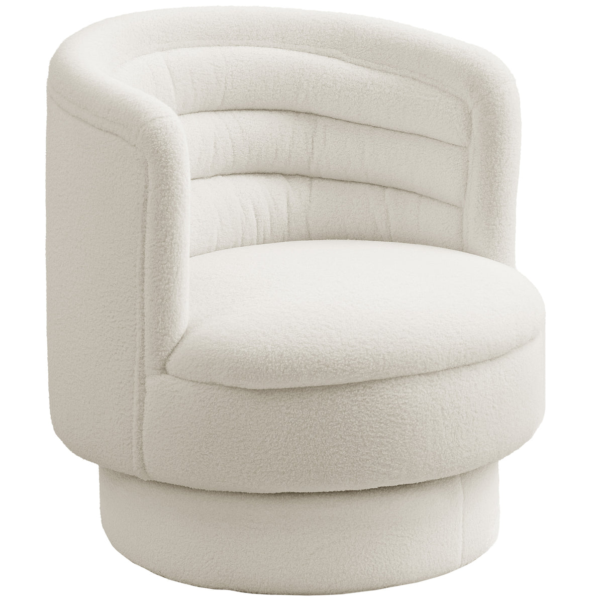 HOMCOM Drehbarer Polstersessel, Moderner Lounge-Sessel mit Kautschukholzrahmen, für Wohnzimmer, Schlafzimmer, Cremeweiß