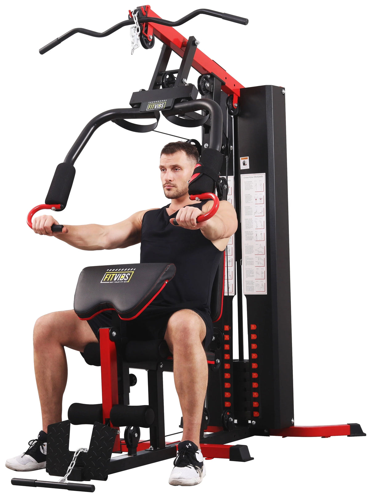 Fitvids LX750 Home Gym System Workout Station with 330 lb of Resistance, 122.5 lb Weight Stack, One Station, Comes with Installation Instruction Video, Ships in 5 Boxes