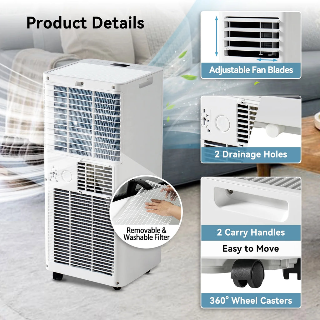 Bapipro 10, 000 BTU Smart Portable AC - WiFi/Remote, 4 - in - 1 for 300 Sq.ft, 24H Timer, Window Kit, 55db, ETL Certified