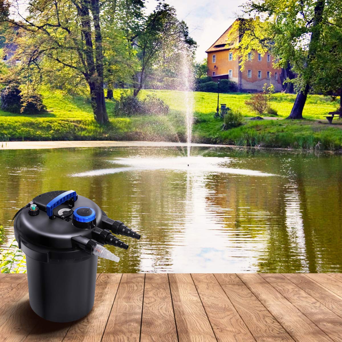 HAPPYGRILL Pond Filter 4000 Gallons Pond Pressure Bio Filter