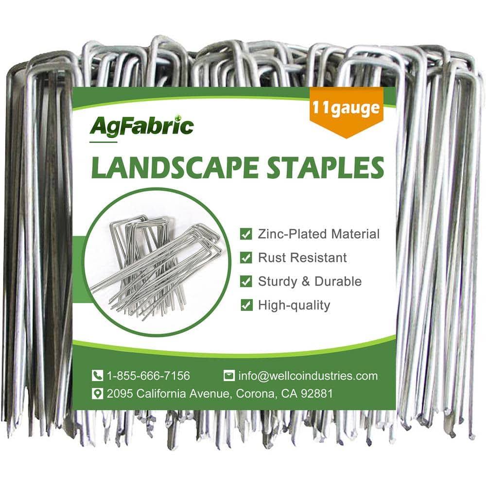 Agfabric 12 in. 11 Gauge Galvanized Landscape Staples Stake Pins for Weed Barrier,Irrigation Lines, Sod (50-Pcs)