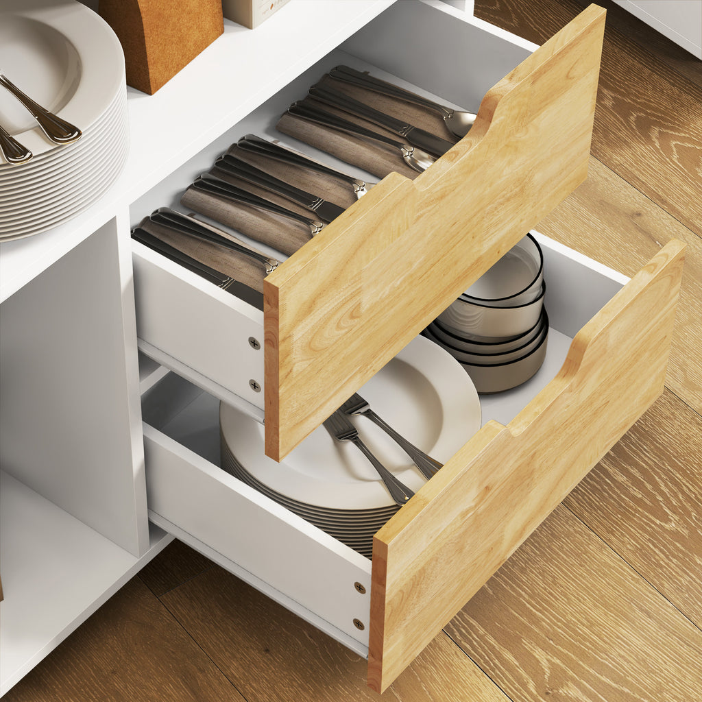 HOMCOM Küchenwagen, Rollbare Kücheninsel, Küchen-Trolley mit Fächern, Schrank und Arbeitsfläche, Weiß