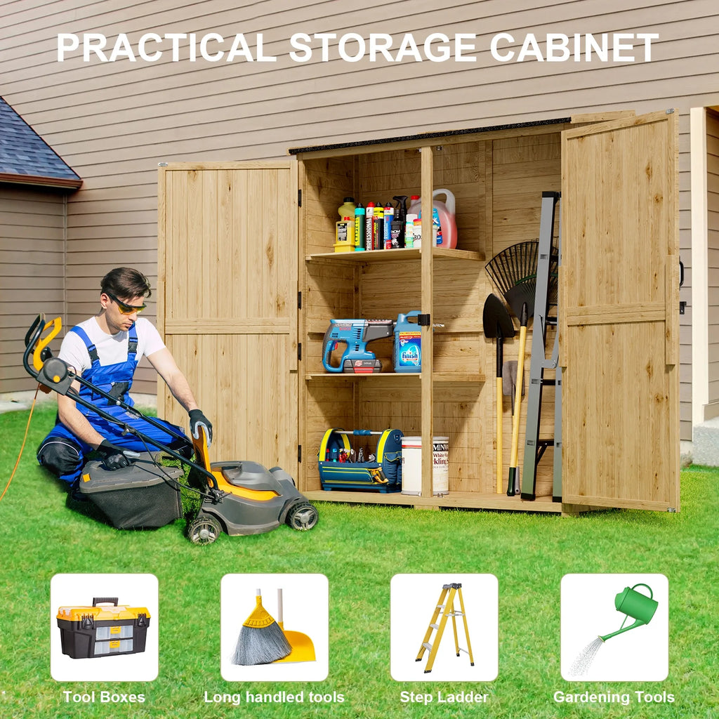 Aiho 55 Wide Outdoor Storage Shed with Lockable Double Doors - Weather - Resistant Garden Shed for Patio, Backyard & Lawn, Gray