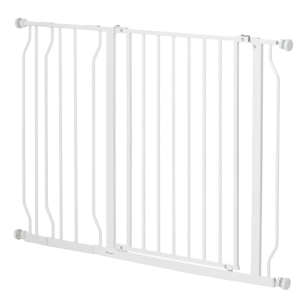 PawHut Hunde-Absperrgitter, Klemmmontage, verstellbare Länge, Stahl/ABS, 75-115 x 76cm, Weiß