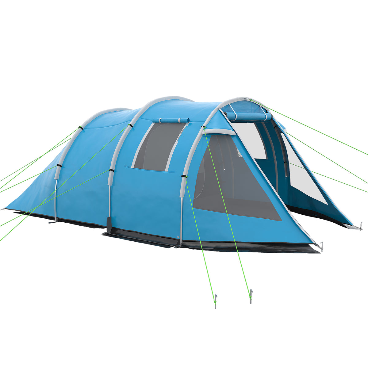 Outsunny Campingzelt Trekkingzelt Zelt, wetterbeständig, 2 Räume,  475 x 264  cm Breite x 172, Blau