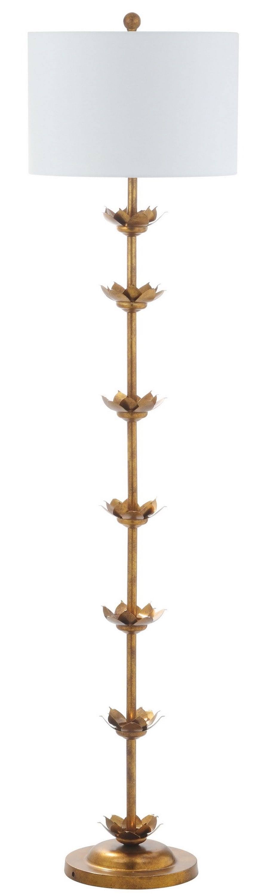 Landen Leaf 63.5"H Floor Lamp Antique Gold Safavieh