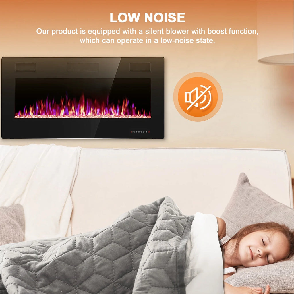 KISSAIR 60 Indoor Electric Fireplace Ultra Thin Fireplace, Wall Mounted Recessed Fireplace with Multiple Colors