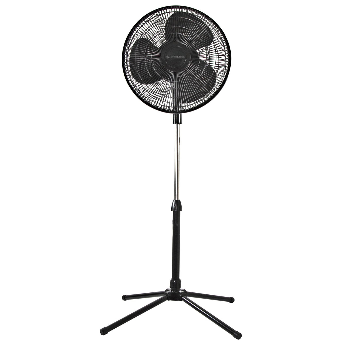 Comfort Zone Oscillating Adjustable 3-Speed Pedestal Fan - Black 16"