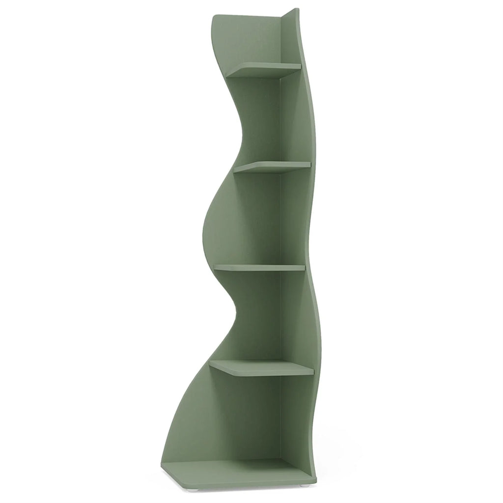 Finihen 5 - Tier Corner Bookcase, Wood Bookshelf Storage Organizer, 70" Tall Display Standing Shelf Unit for Bedroom, Living Room, Green