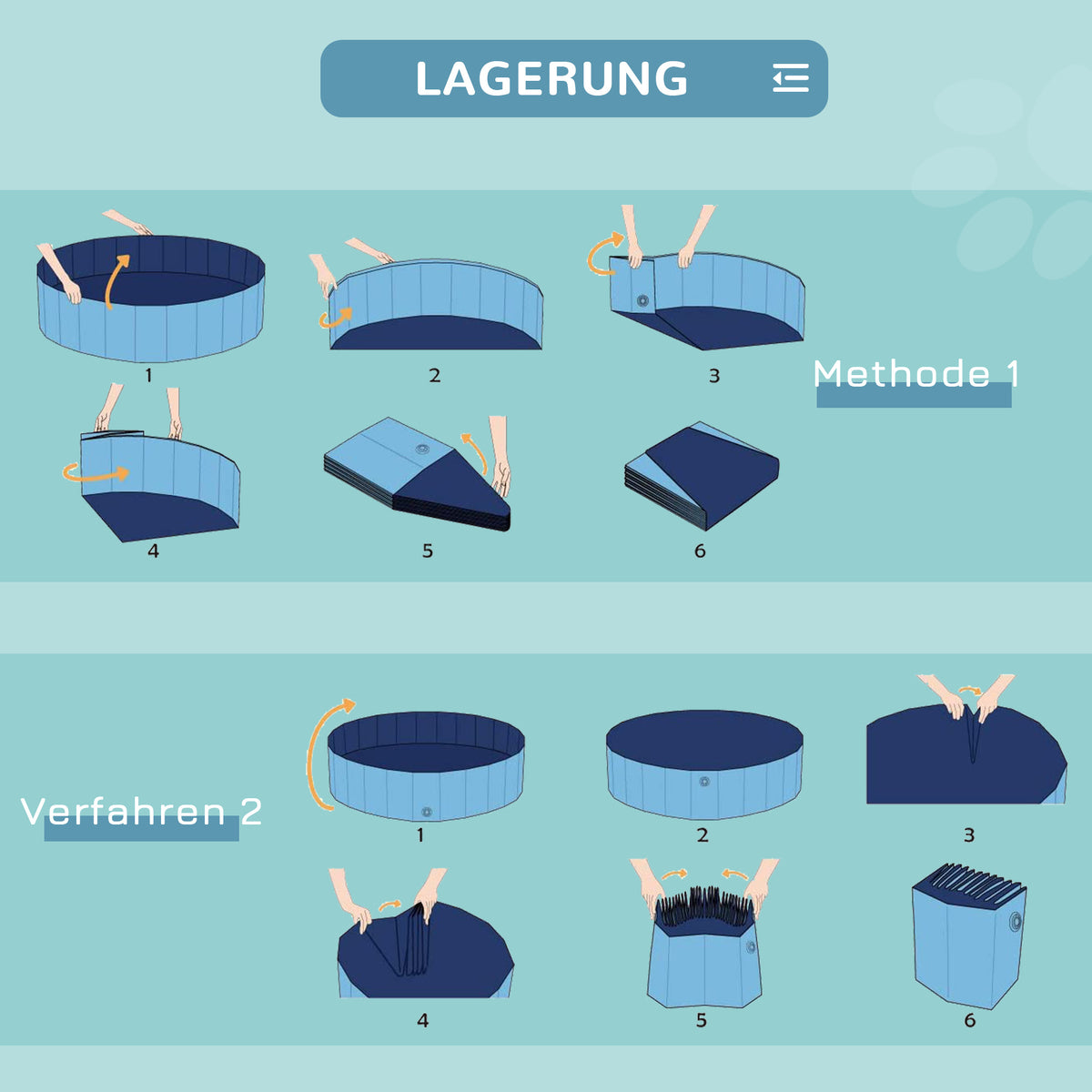 PawHut Hundepool Faltbar Planschbecken für Hunde bis 65 kg Ø120 x 30 cm Rutschfest Hundebadewanne Swimmingpool Schwimmbecken für Hunde und Katzen