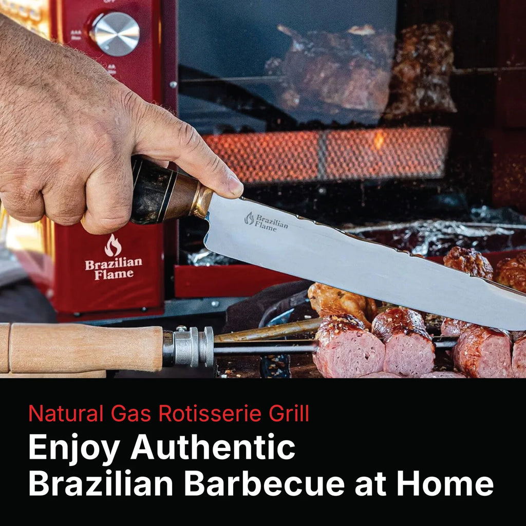 Brazilian Flame 2 - Skewer Brazilian Rotisserie Electric Grill in Red