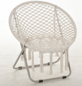 Outsunny Hängesessel runder Gartenstuhl Mond Papasan Klappbarer großer Komfort Makramee Baumwolle Polyester Beige