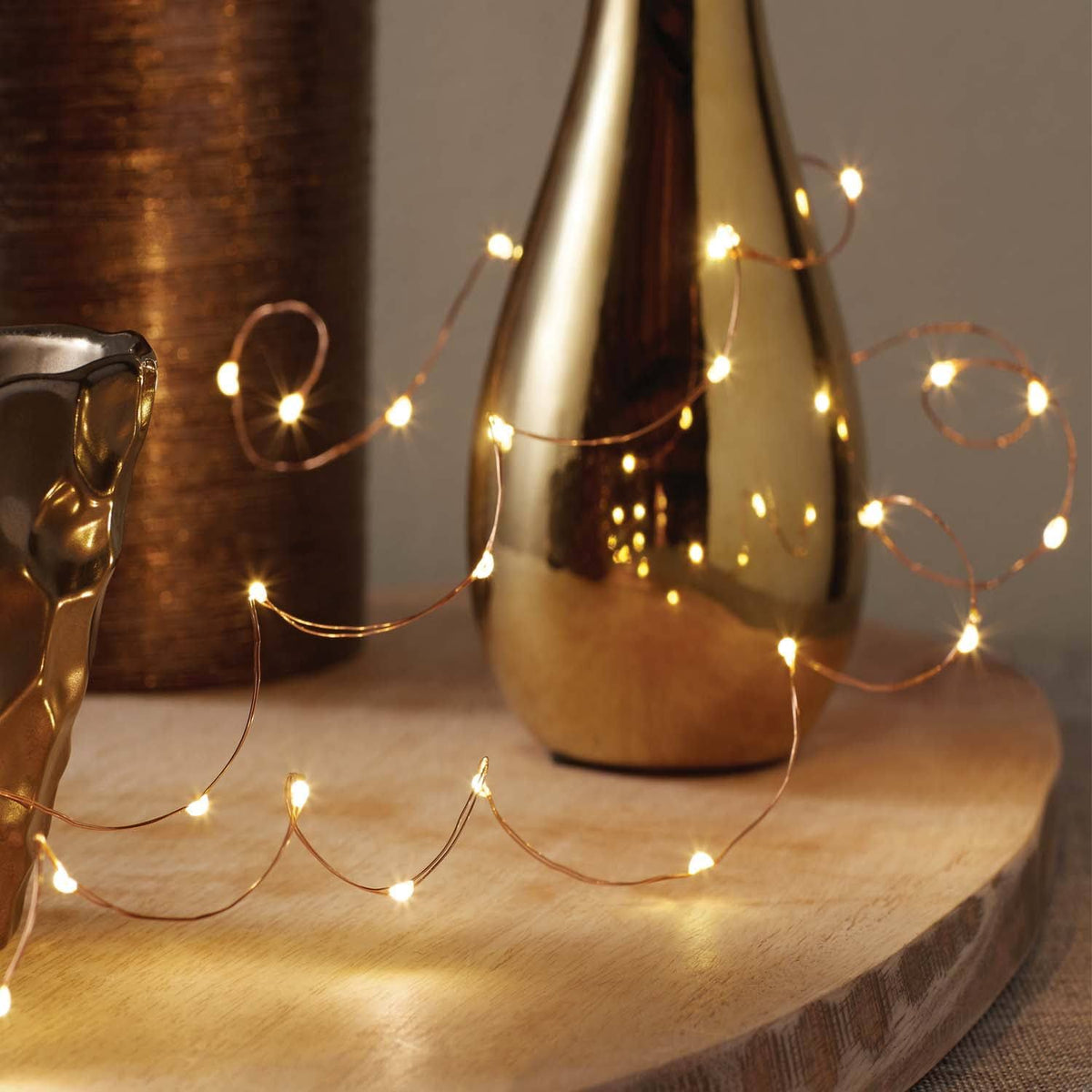 Mainstays 8.3ft Copper Wire Indoor LED Fairy String Lights with Battery Operated Automatic Timer - 25 LED Lights