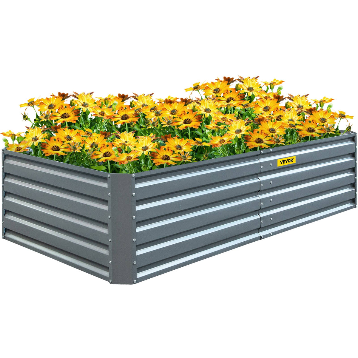 VEVOR 80 in. x 40 in. x 19 in. Raised Garden Bed Galvanized Steel Planter Box Gray Raised Planter Boxes for Growing Vegetables