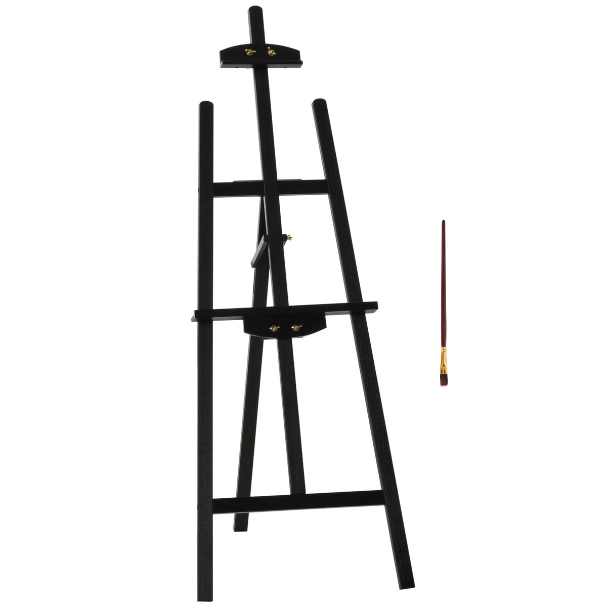 HOMCOM Staffelei Sitz- und Standstaffelei Klappbare Atelierstaffelei 90° einstellbar mit Halterung für Kunstmalerei Und Außenwerbung Kiefernholz Schwarz 51,5 x 71,5 x 134,5 cm