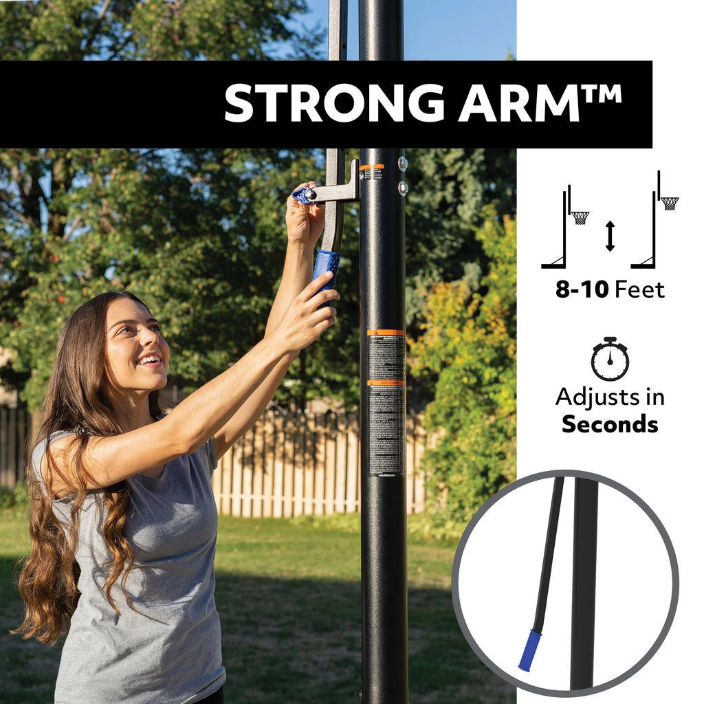 Lifetime 48 - Inch Shatterproof Portable Basketball Hoop with Strong Arm Adjustment & Slam - It Rim - Model 90585 - Outdoor Play