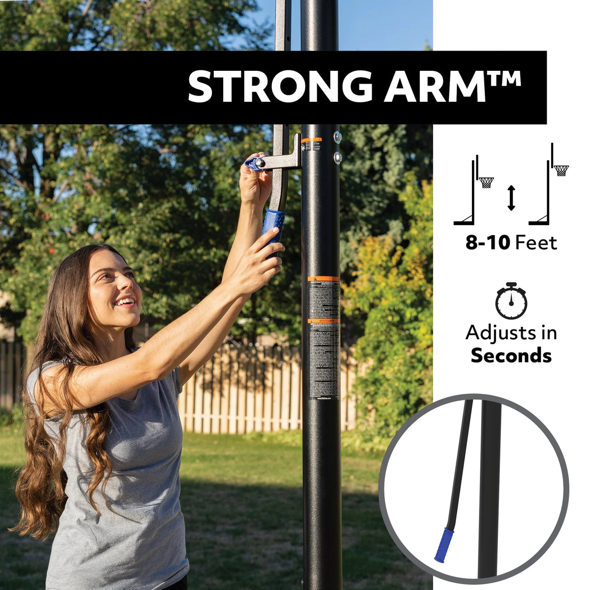 Lifetime 48 - Inch Shatterproof Portable Basketball Hoop with Strong Arm Adjustment & Slam - It Rim - Model 90585 - Outdoor Play