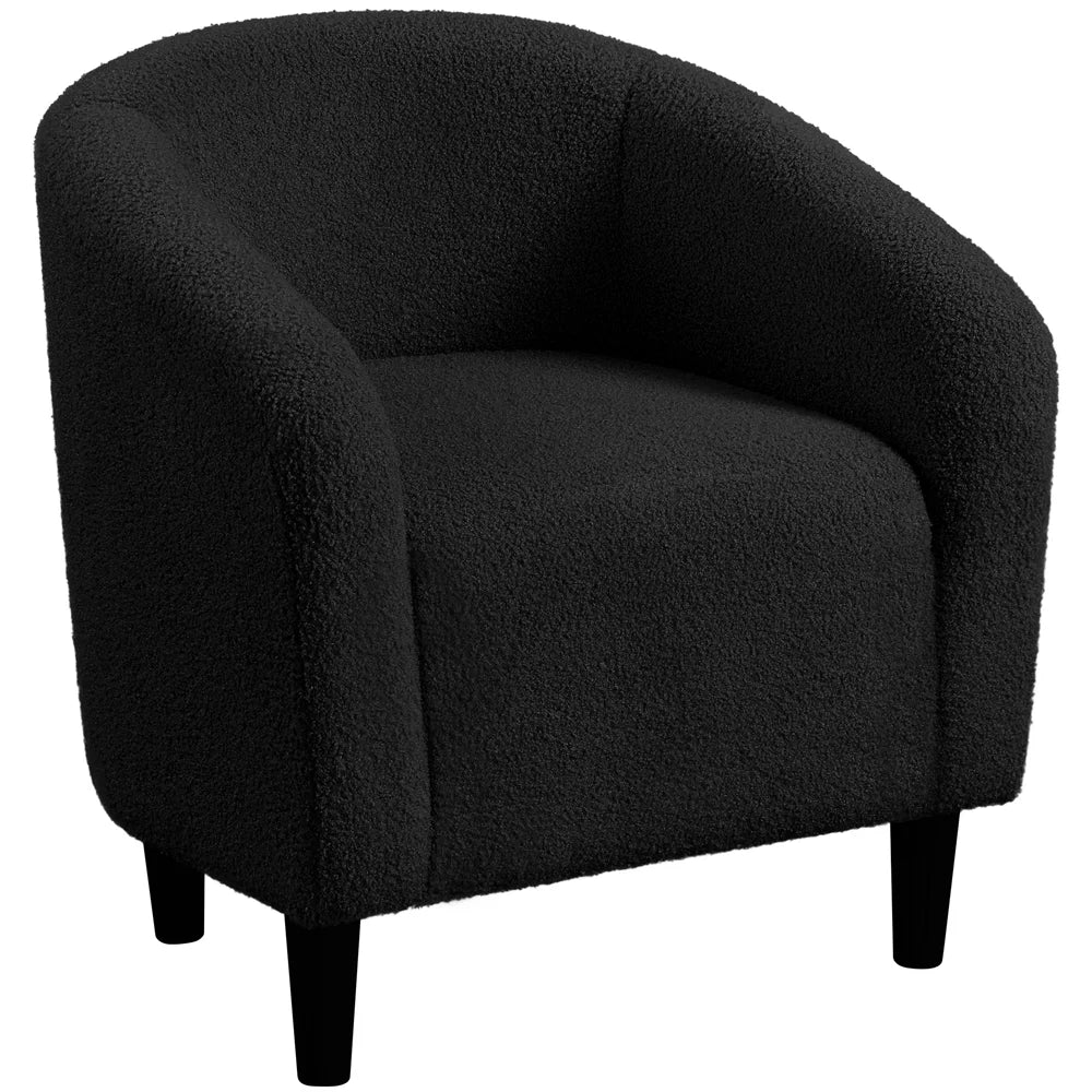Yaheetech Upholstered Club Chair Accent Barrel Chair, Ivory