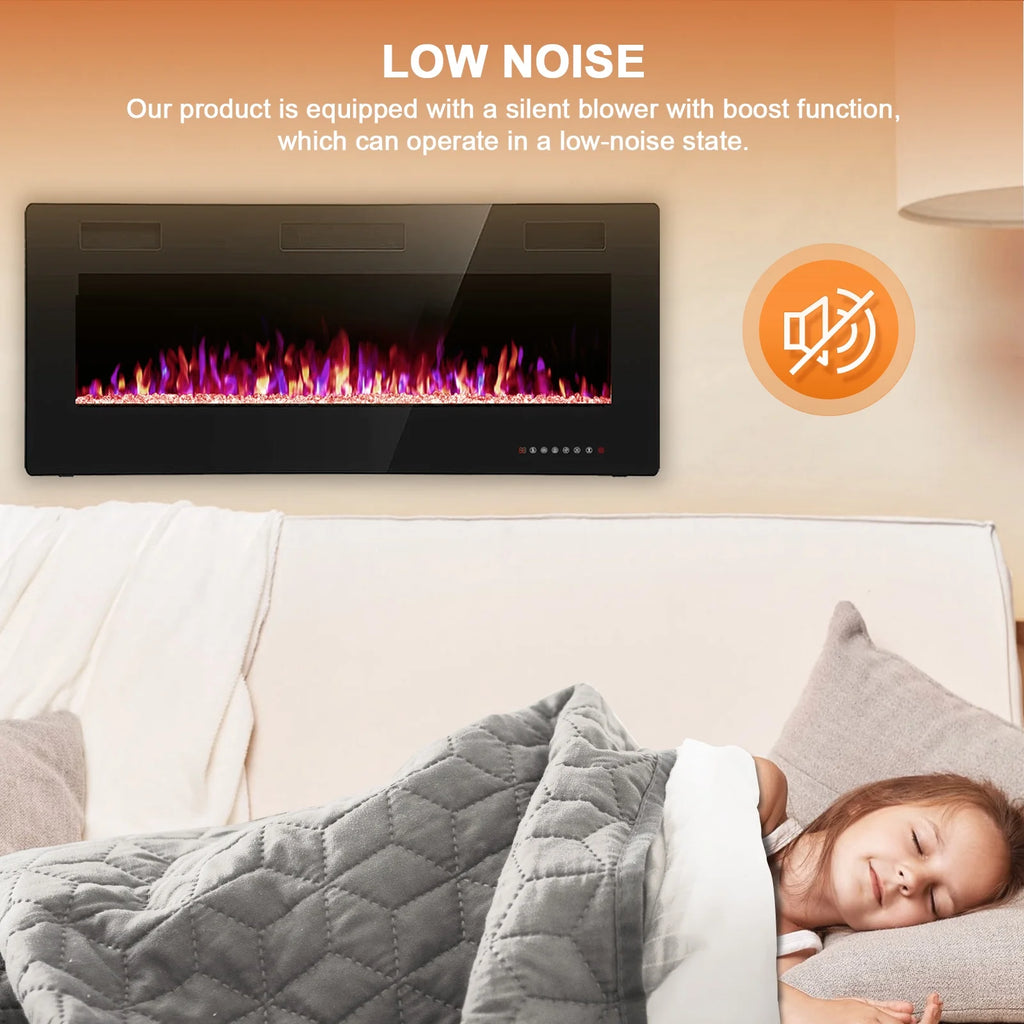 KISSAIR 60 Indoor Electric Fireplace Ultra Thin Fireplace, Wall Mounted Recessed Fireplace with Multiple Colors