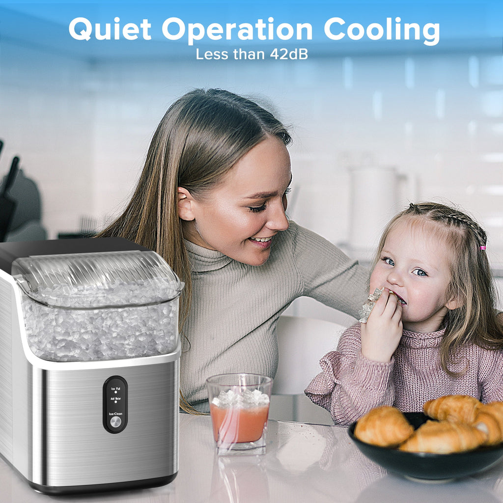 Auseo Nugget Ice Maker Countertop, Pebble Ice Maker Machine with 35 lb/24H Soft Ice, Self - Cleaning, for Home/Kitchen/Office (Black)