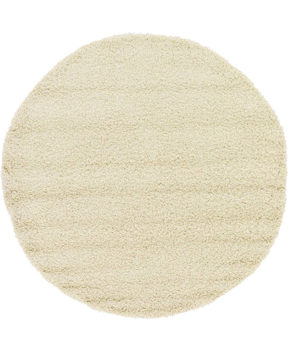 6' Round Solid Shag Rug Ivory - Unique Loom