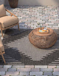 Unique Loom Outdoor Modern 7 ft Square Charcoal Gray Gray Geometric Area Rug Indoor Outdoor Rug