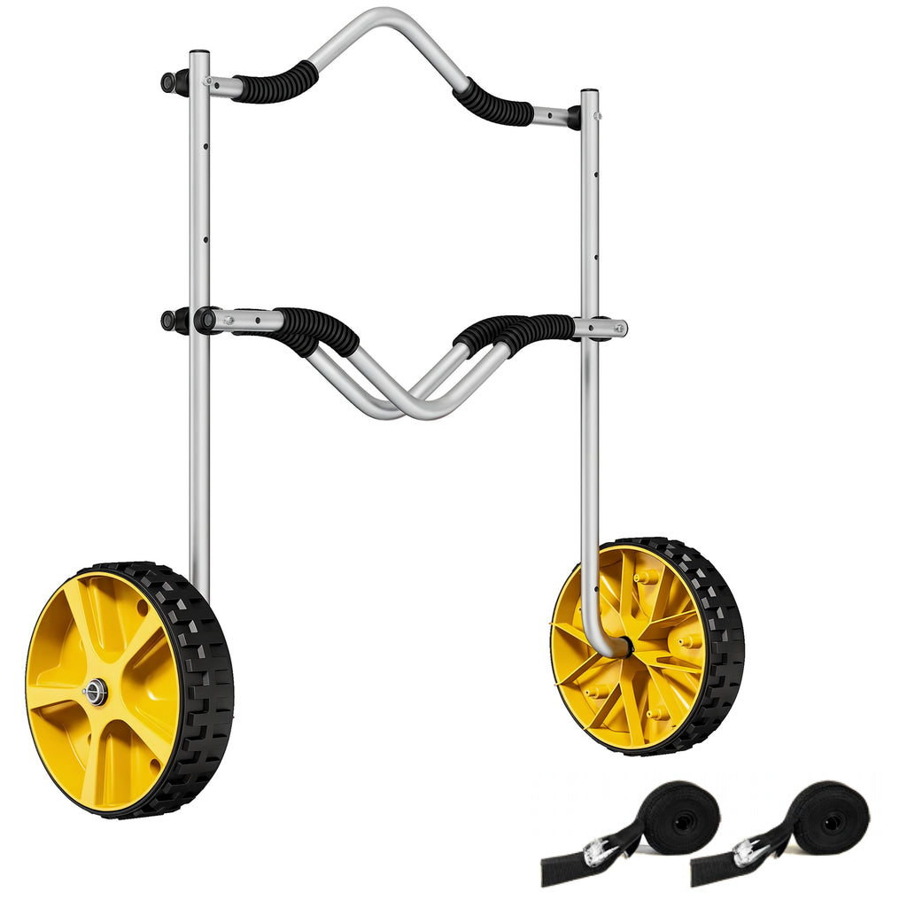 SPORTNOW Kajakwagen, Aluminium Transportkarre, 82x25,4x77,5 cm, Silber Gelb