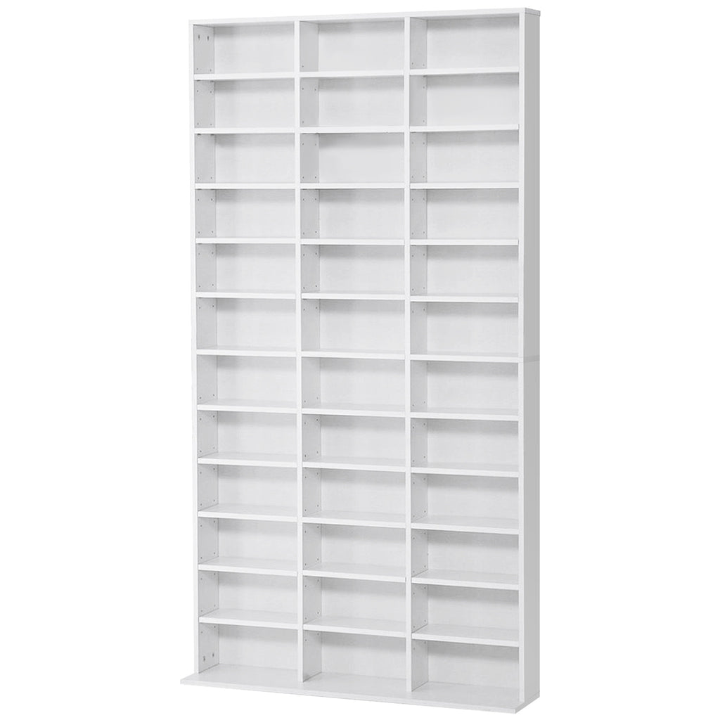 HOMCOM CD/DVD Regal Aufbewahrung für 1116 CDs 36 höhenverstellbare Fächer Weiß