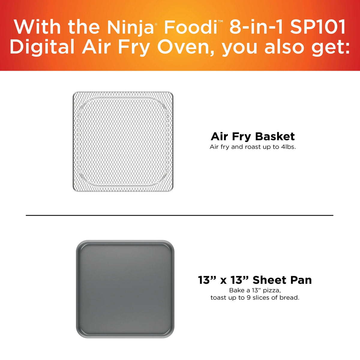 Ninja?? SP101 Foodia? 8 - in - 1 Digital Air Fry Oven, Flip - Away for Storage, Dehydrate, Keep Warm