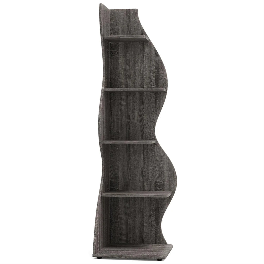 Finihen 5 - Tier Corner Bookcase, Wood Bookshelf Storage Organizer, 70" Tall Display Standing Shelf Unit for Bedroom, Living Room, Green