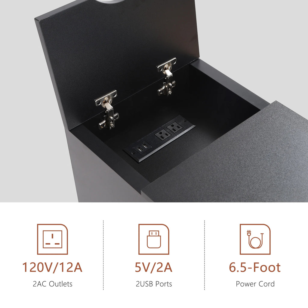 YOCWO Fluted Nightstand for Bedroom Set of 2, Wood Bedside Table Set of 2 with Drawers, Black