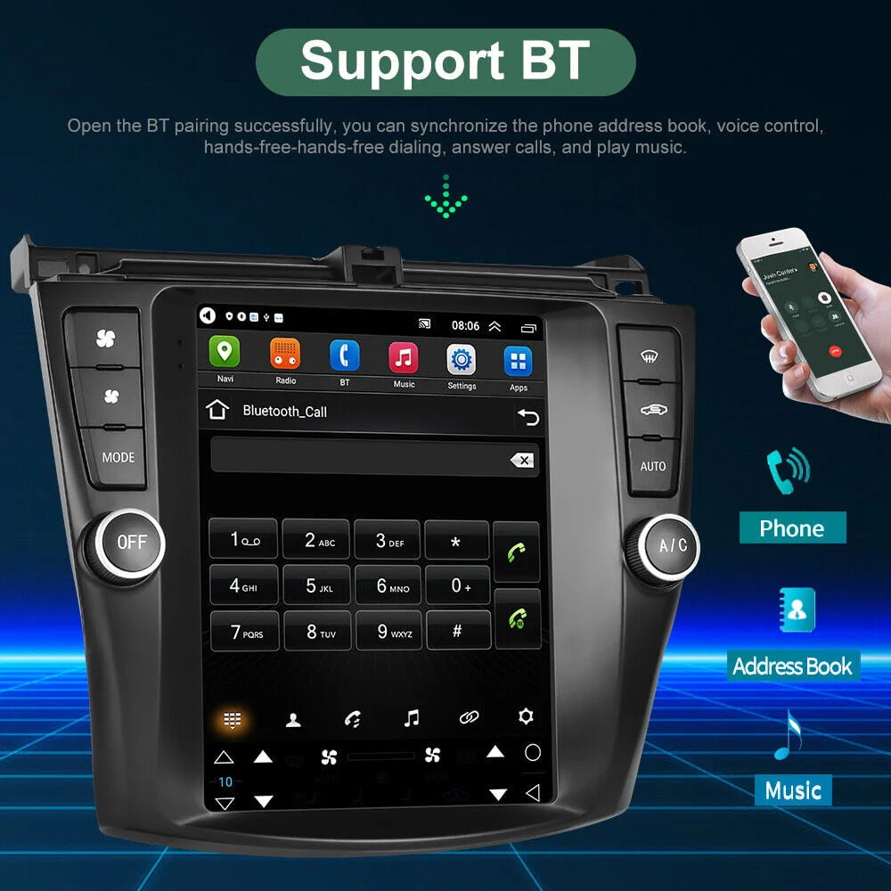 Car Radio Stereo for Honda Accord 2003 - 2007, 9.7" Touchscreen Android 12 Support Carplay Android Auto/Navigation/Bluetooth/USB/Video/Steering Wheel Control/Rear Camera/ 2+32G, Black