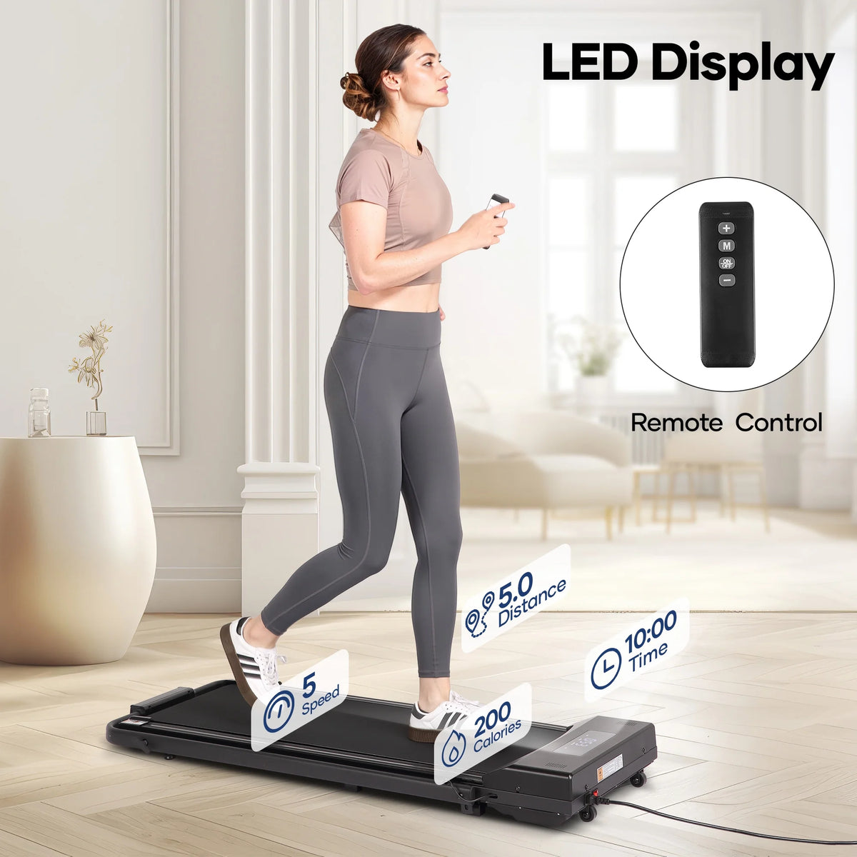 Naipo Treadmill Foldable 2 in 1 Walking Pad Compact Electric Running Remote Control for Home Fitness