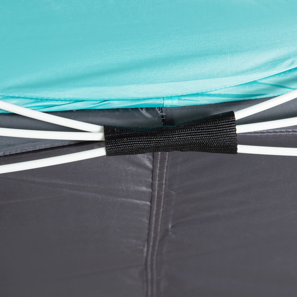 Outsunny Campingzelt Pop-Up für 4 Personen, wasserdichtes Kuppelzelt, leicht und belüftet, einfach aufzubauen mit 2 Fenstern und 2 Türen, Transporttasche inklusive, Maße 286L x 209B x 122H cm, Polyester in Blau und Hellgrau