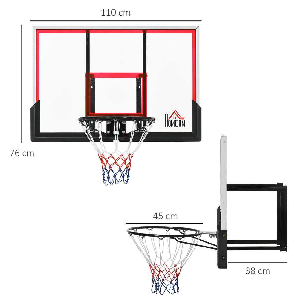 HOMCOM Wandmontierter Basketballkorb mit speziellem Korb - 102 x 76 x 110 cm - Innen- und Außenbereich