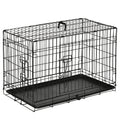 PawHut Hundekäfig, Transportkäfig, Drahtkäfig, herausnehmbare Bodenwanne, Schwarz