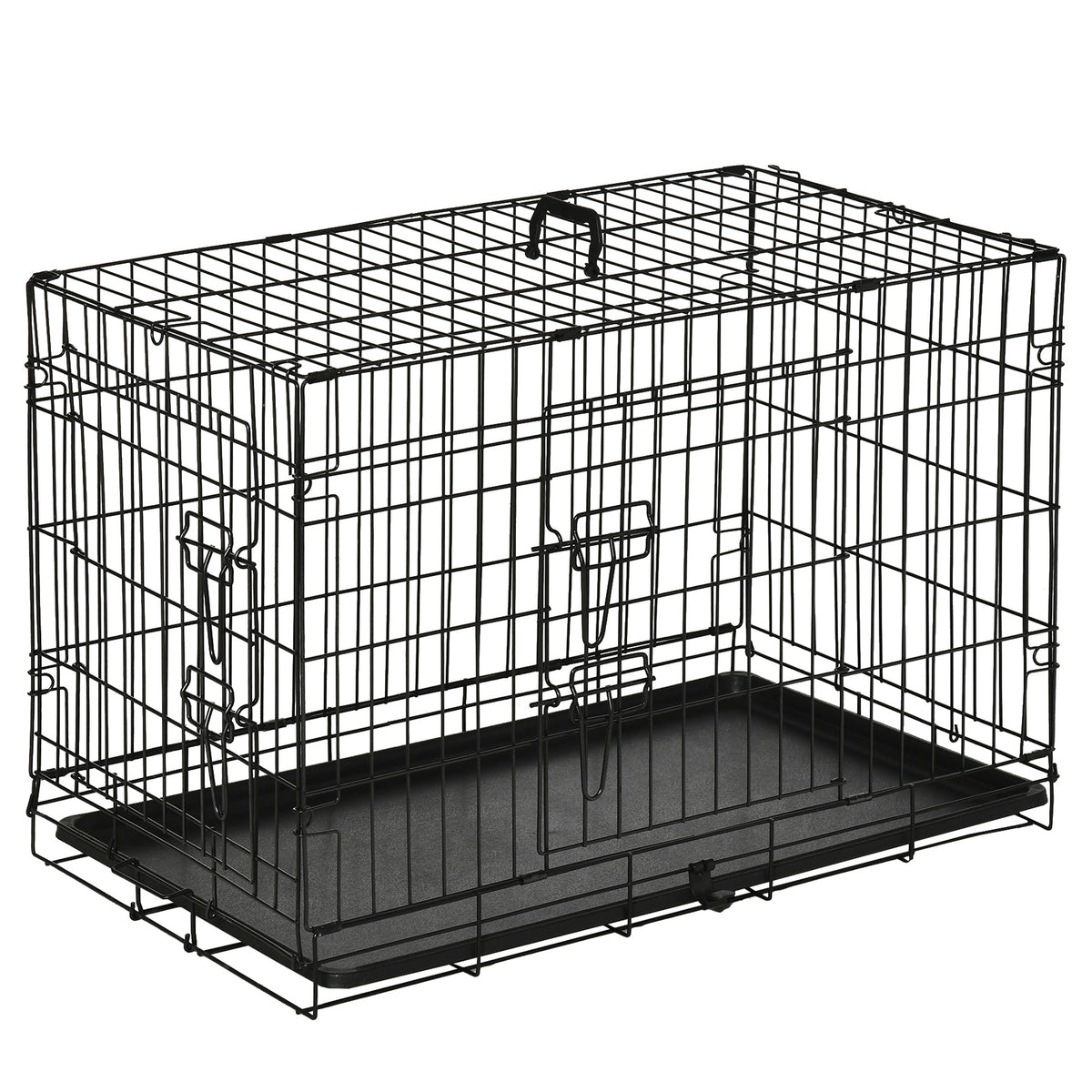 PawHut Hundekäfig, Transportkäfig, Drahtkäfig, herausnehmbare Bodenwanne, Schwarz