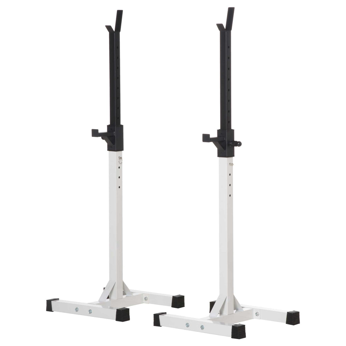 HOMCOM Hantelständer, 2er-Set, bis 150 kg belastbar, höhenverstellbar, Stahl, weiß+schwarz, 52 x 48 x 160 cm
