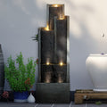 4 - Tier Water Fountain with LED Lights - 50.7" H Waterfall Fountain Indoor Outdoor Water Feature for Home, Patio, Garden