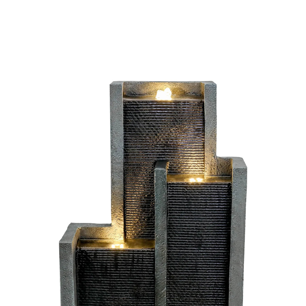 4 - Tier Water Fountain with LED Lights - 50.7" H Waterfall Fountain Indoor Outdoor Water Feature for Home, Patio, Garden