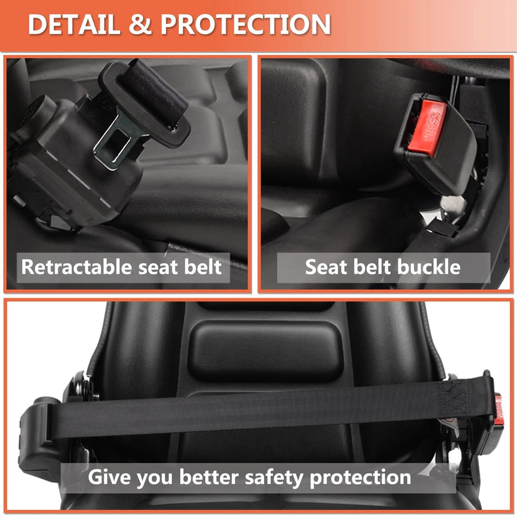 TICSEA Heavy Duty Tractor Foldable Seat with Suspension, Retractable Seat Belt for Linde Forklift Tractor, Excavator Skid Loader Backhoe Dozer Telehandler