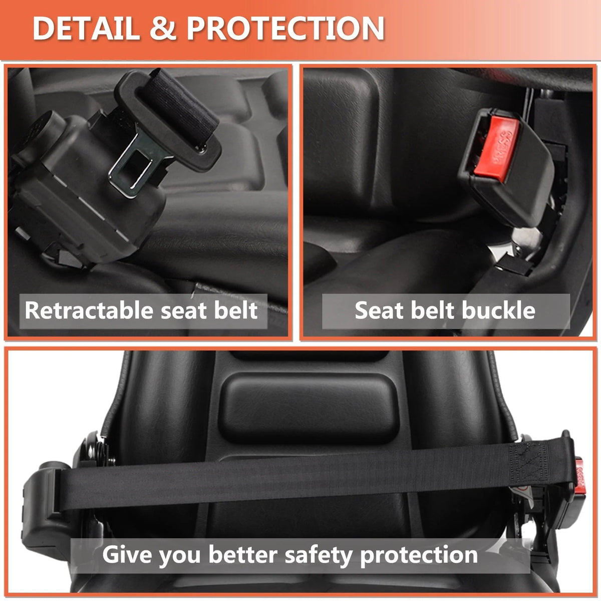 TICSEA Heavy Duty Tractor Foldable Seat with Suspension, Retractable Seat Belt for Linde Forklift Tractor, Excavator Skid Loader Backhoe Dozer Telehandler