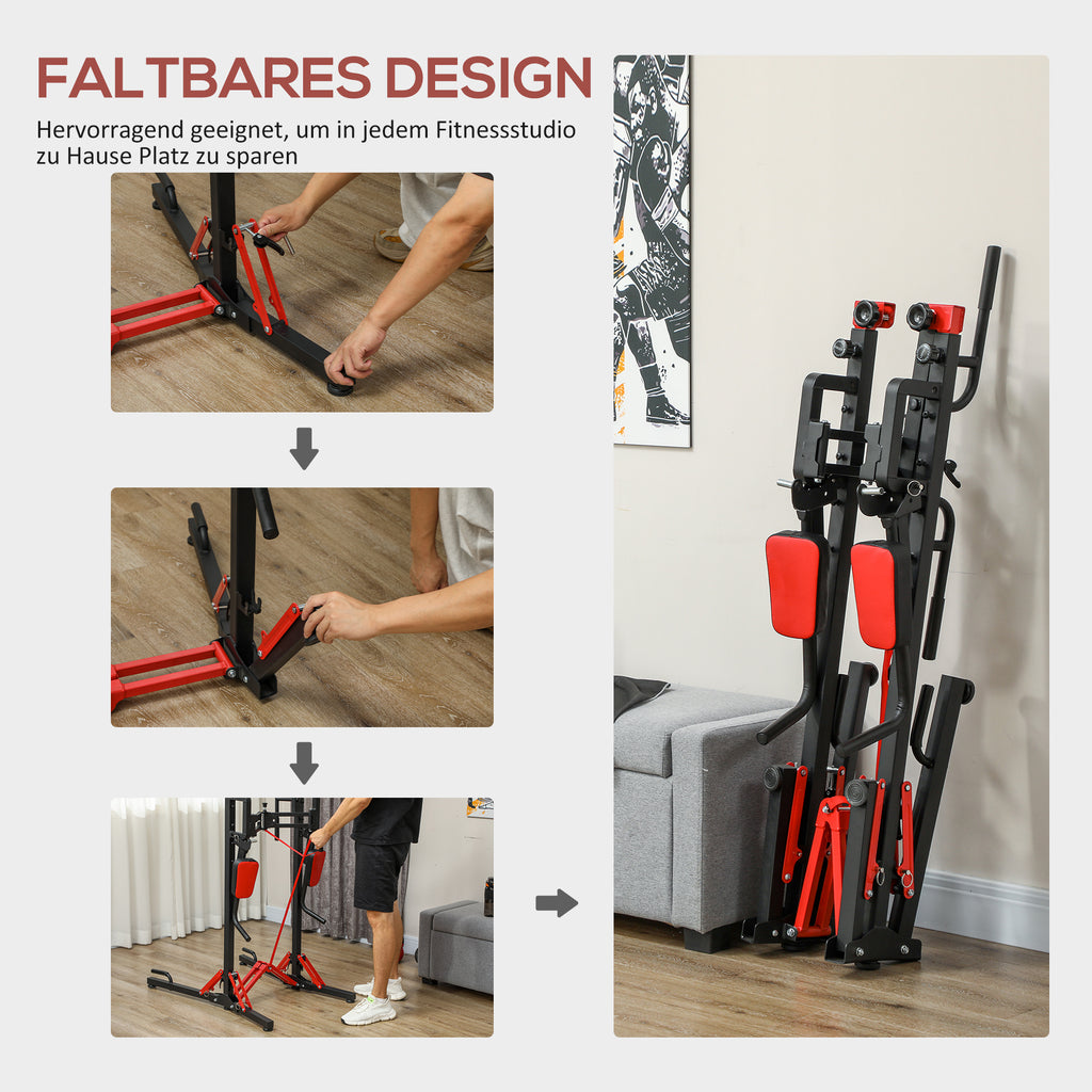 SPORTNOW Faltbarer Power Tower, Klimmzugstation, höhenverstellbar, für Push-ups und Liegestütze, Leichte Montage, Metall
