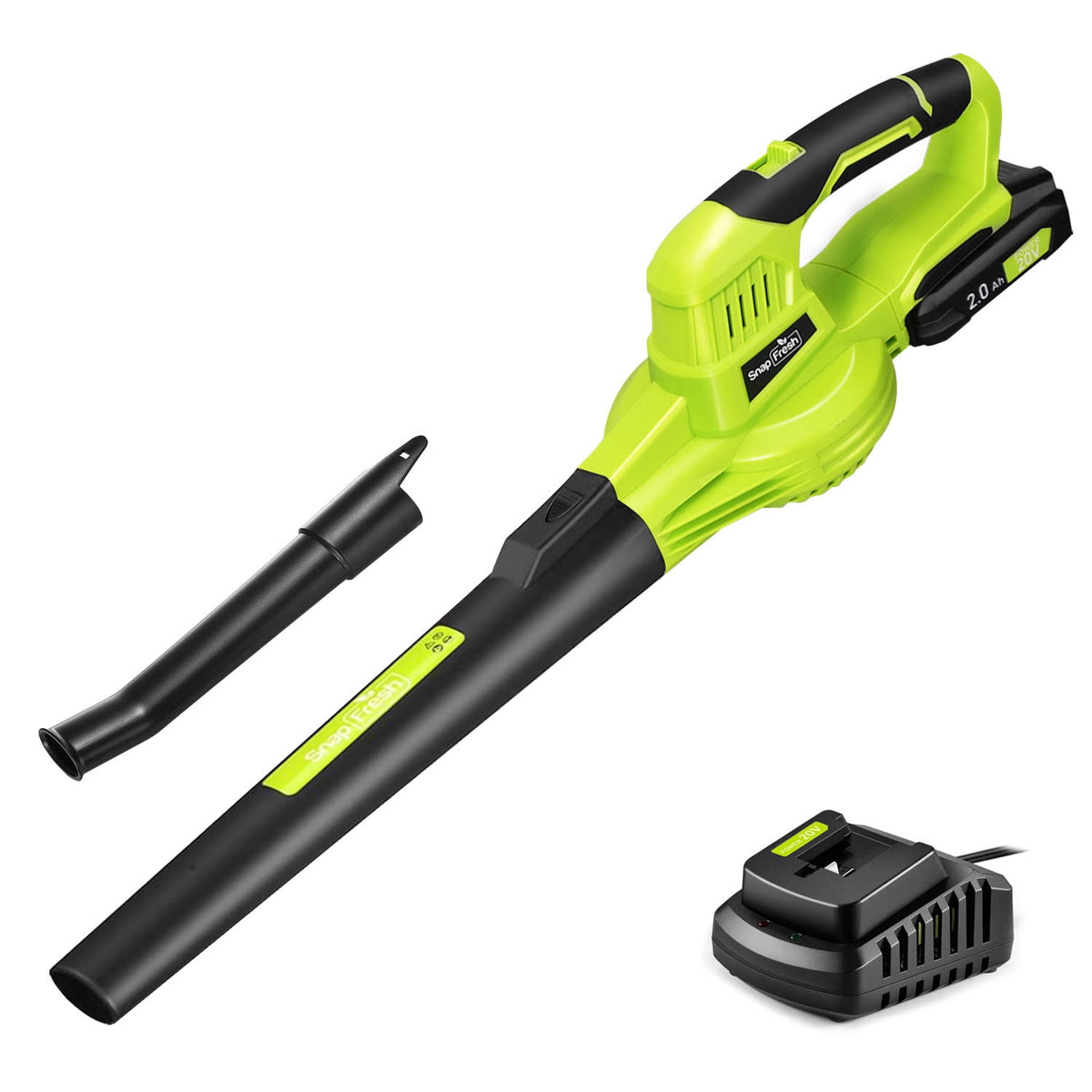 SnapFresh 20V Cordless Leaf Blower 130MPH 140CFM Lightweight w/2.0Ah Battery & Charger (Orange)